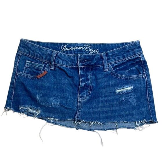 Y2K Vintage American Eagle Denim Micro Mini Skirt Size 4 - Picture 1 of 7